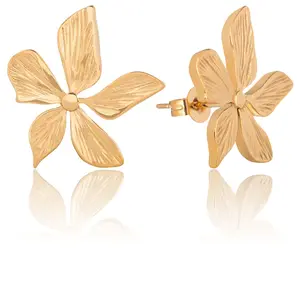 Troli Krásné pozlacené náušnice z oceli Kytičky