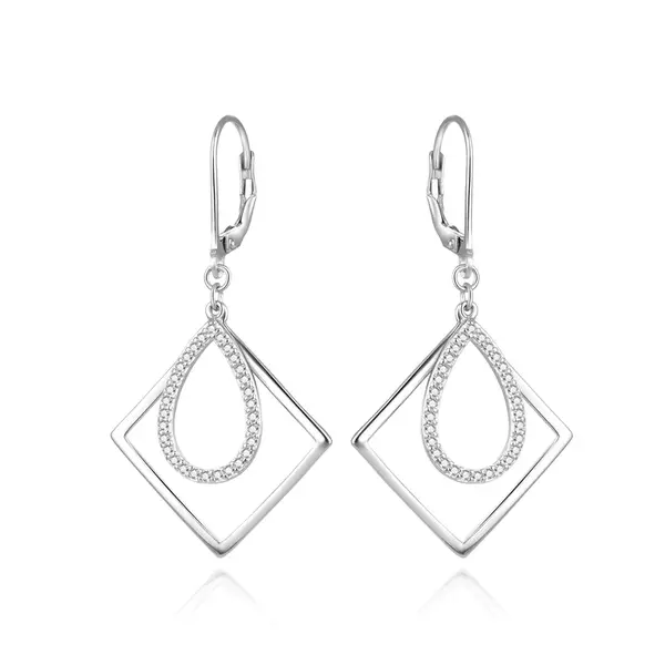 Beneto Výrazné stříbrné náušnice se zirkony AGUC2120L