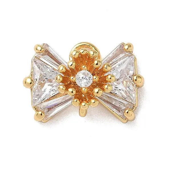 Brass Pave Clear Cubic Zirconia Bowknot Links