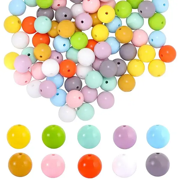 100Pcs 10 Colors Silicone Beads