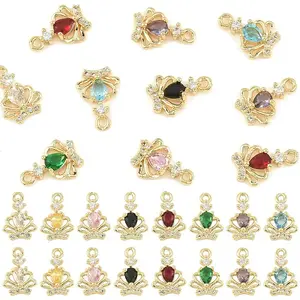 16Pcs 8 Colors Brass Micro Pave Cubic Zirconia Pendants