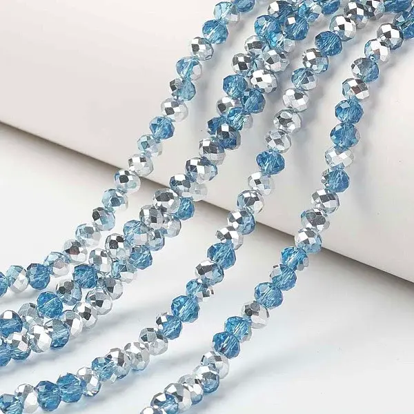 Electroplate Transparent Glass Beads Strands