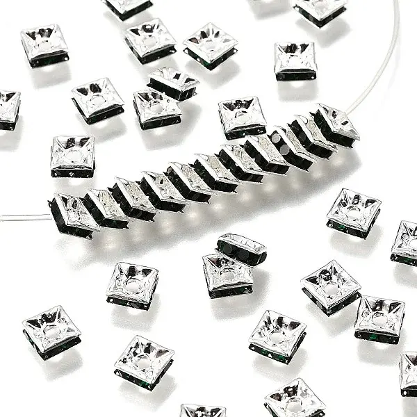 Brass Rhinestone Spacer Beads