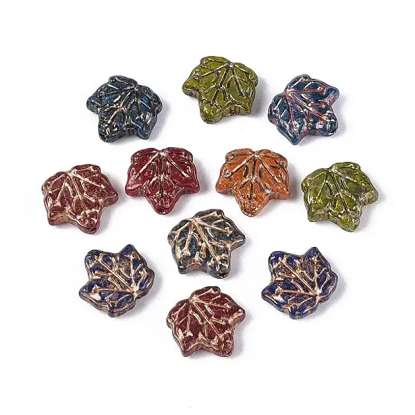 Picasso Baking Paint & Golden Metal Enlaced Glass Beads