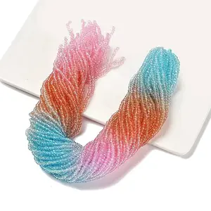 Transparent Painted Glass Beads Strands