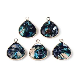 Dyed Natural Imperial Jasper Pendants