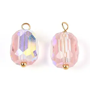 Electroplate Glass Barrel Charms