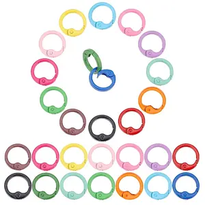 28Pcs 14 Colors Spray Painted Alloy Spring Gate Rings