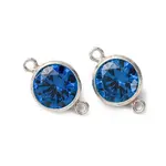 925 Streling Silver Pave Cubic Zirconia Birthstone Connector Charms