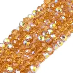 AB Color Plated Transparent Glass Rondelle Beads Strands