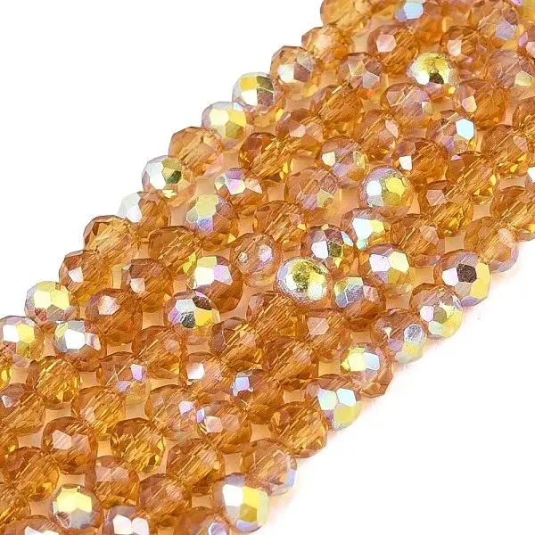 AB Color Plated Transparent Glass Rondelle Beads Strands