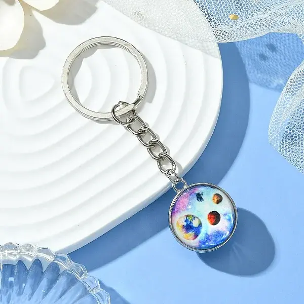 Round Glass Beads Keychain