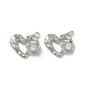 Brass Micro Pave Clear Cubic Zirconia Charms