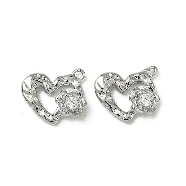 Brass Micro Pave Clear Cubic Zirconia Charms