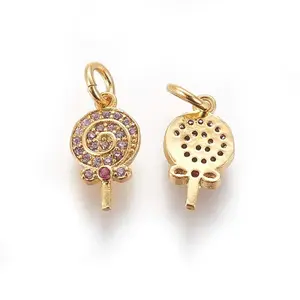 Brass Micro Pave Cubic Zirconia Charms