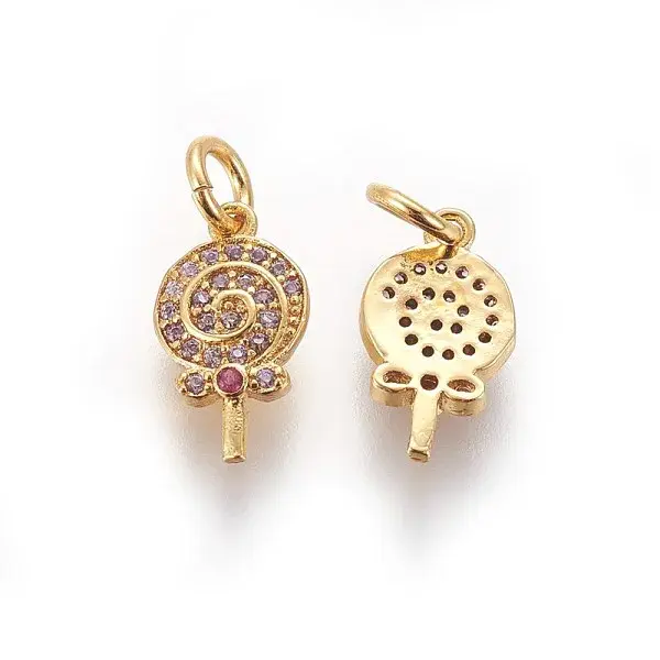 Brass Micro Pave Cubic Zirconia Charms