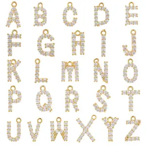 1Set Brass Micro Pave Clear Cubic Zirconia Charms