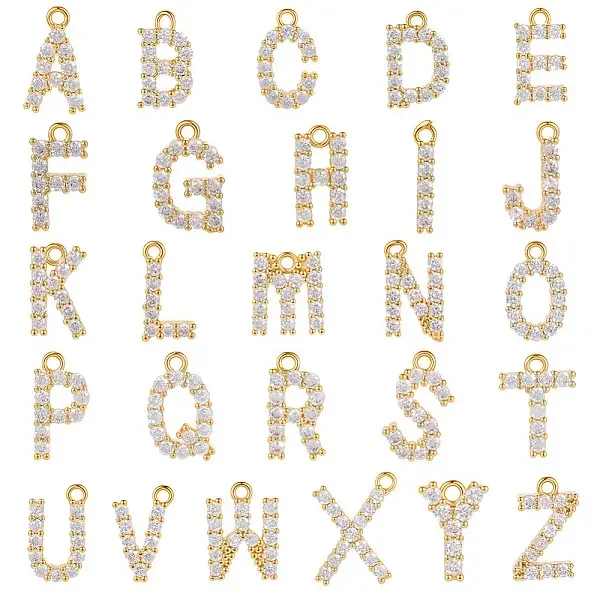 1Set Brass Micro Pave Clear Cubic Zirconia Charms