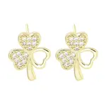 Brass Micro Pave Clear Cubic Zirconia Stud Earrings for Women