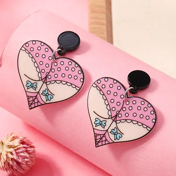 Creative Heart-Shaped Halloween Spider Devil Acrylic Stud Earrings