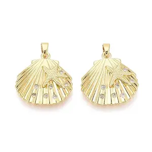 Brass Micro Pave Clear Cubic Zirconia Pendants