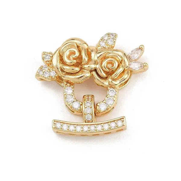 Brass Micro Pave Clear Cubic Zirconia Fold Over Clasps