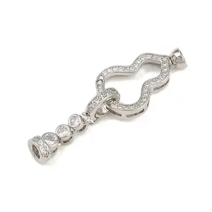 Brass Micro Pave Clear Cubic Zirconia Fold Over Clasps