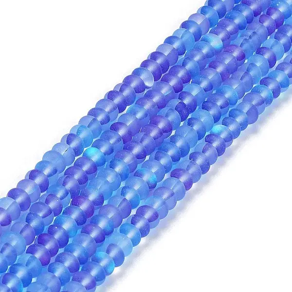 Frosted Transparent Glass Beads Strands