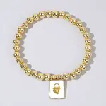 Personality Brass Round Bead Beaded Stretch Bracelets