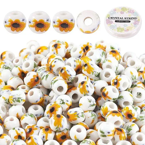 200Pcs Handmade Porcelain Beads Kit for DIY Bracelet Making