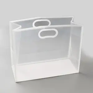Rectangle Frosted Transparent PP Plastic Storage Bags with Die Hole Handles