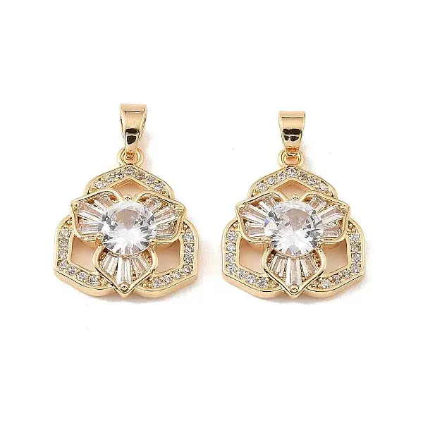 Brass & Clear Cubic Zirconia Pendants
