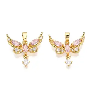 Brass Micro Pave Cubic Zirconia Pendants