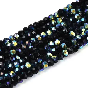 AB Color Plated Glass Rondelle Beads Strands