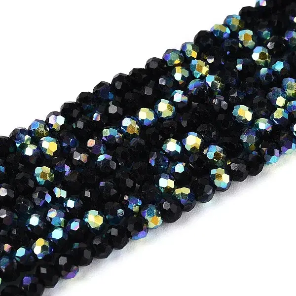 AB Color Plated Glass Rondelle Beads Strands