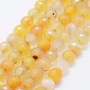 Faceted Natural Agate Beads Strands