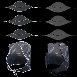 10Pcs 2 Colors Plastic Black and White Rain Bonnets