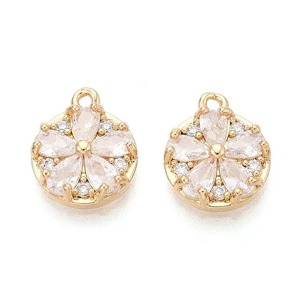 Brass Micro Pave Clear Cubic Zirconia Pendants