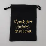 Jute Cloth Drawstring Bags with Gold Stamping Thank You for Being