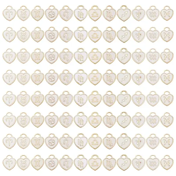 96Pcs 12 Styles Alloy Enamel Pendants