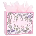 1Pc Flower Printed Paper Gift Bags with Rope Handle