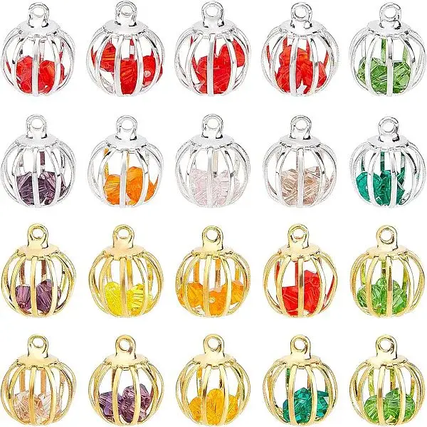 20Pcs 2 Style Iron Lantern Charms