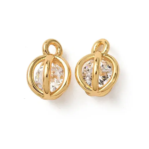 Brass Micro Pave Cubic Zirconia Charms