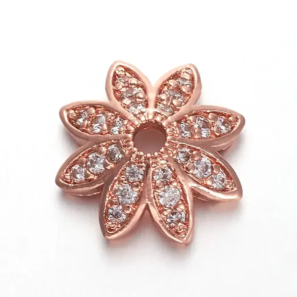 Brass Micro Pave Cubic Zirconia Bead Caps