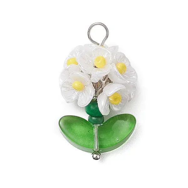 Glass Seed Beaded Flower Pendants