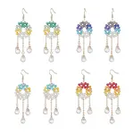 Glass Beaded Ring with Teardrop Dangle Earrings