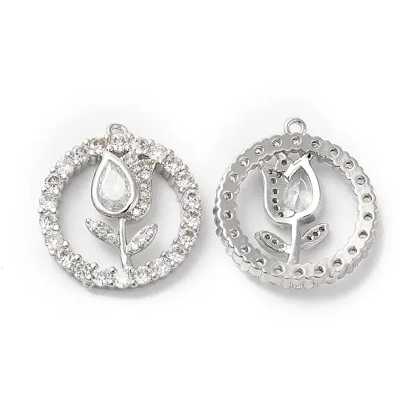 Brass Pave Cubic Zirconia with Glass Pendants