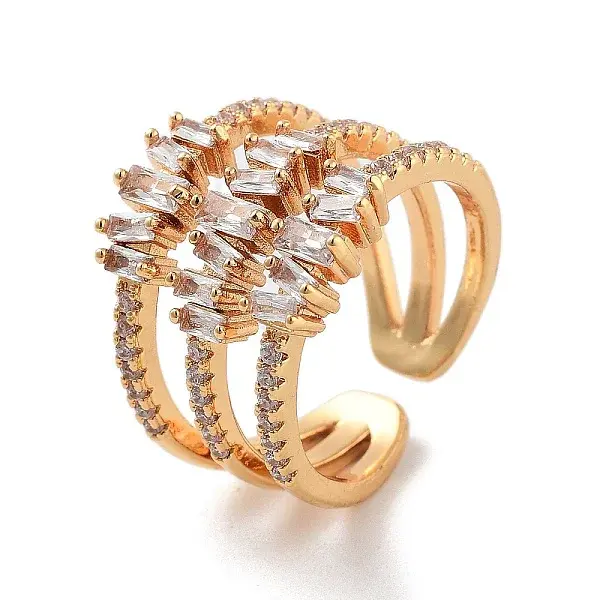Brass with Cubic Zirconia Open Cuff Rings