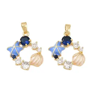 Brass Micro Pave Cubic Zirconia Pendants