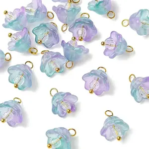 20Pcs Glass & Acrylic Flower Pendants